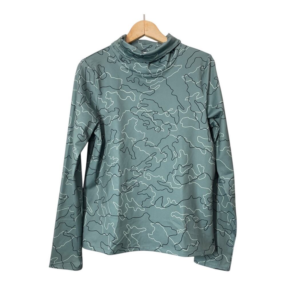 Under Armour Funnel Neck Camo Shirt Cold Weather Long Sleeve Sz Medium Green NWT